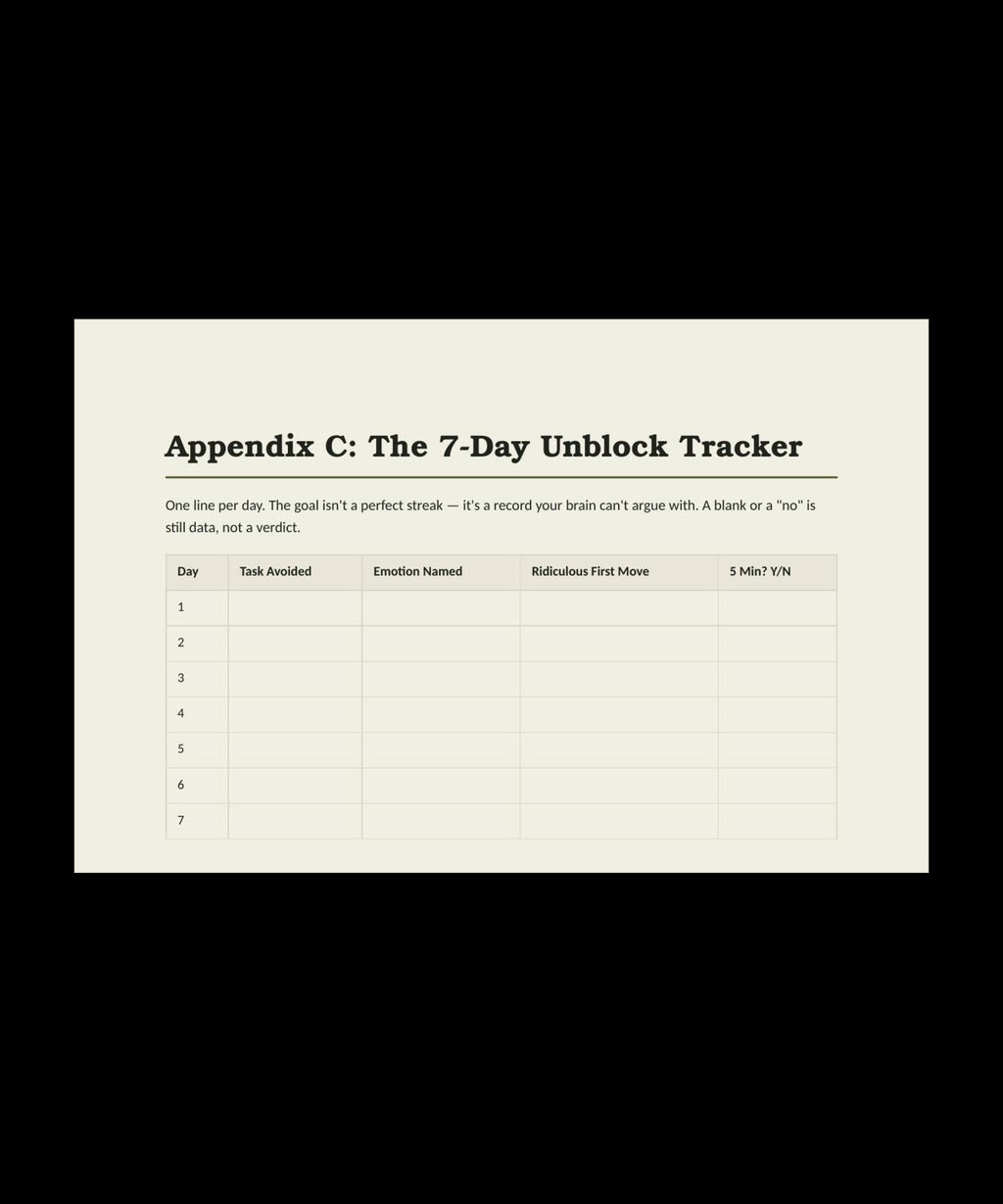 The 7-Day Unblock Tracker worksheet