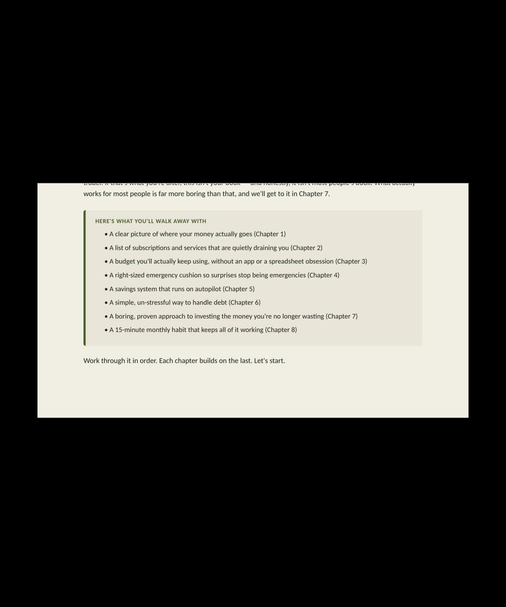 What you'll walk away with — chapter checklist