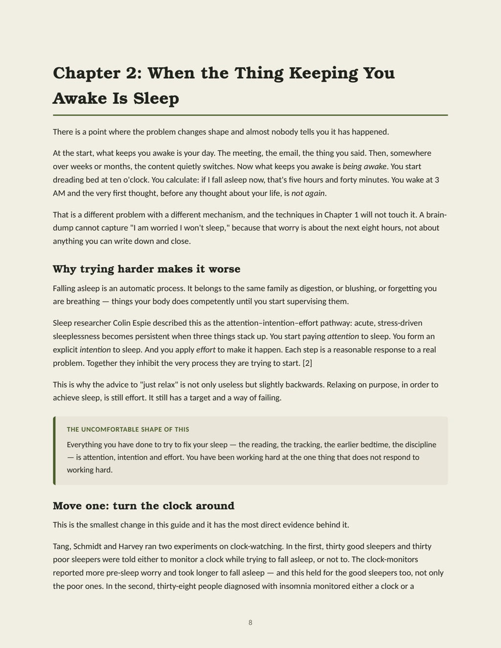 Sleep anxiety chapter, a sample page from Turn Off Your Brain at 3 AM