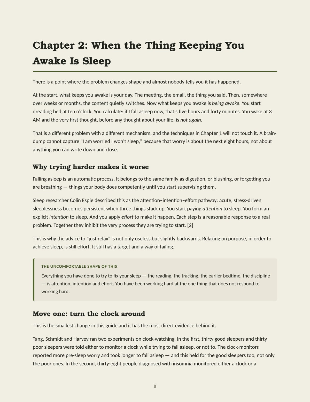 Sleep anxiety chapter, a sample page from Turn Off Your Brain at 3 AM